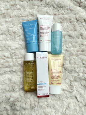 Brand New Set of 6 Clarins Beauty Products Samples/Travel Size Beauty Products